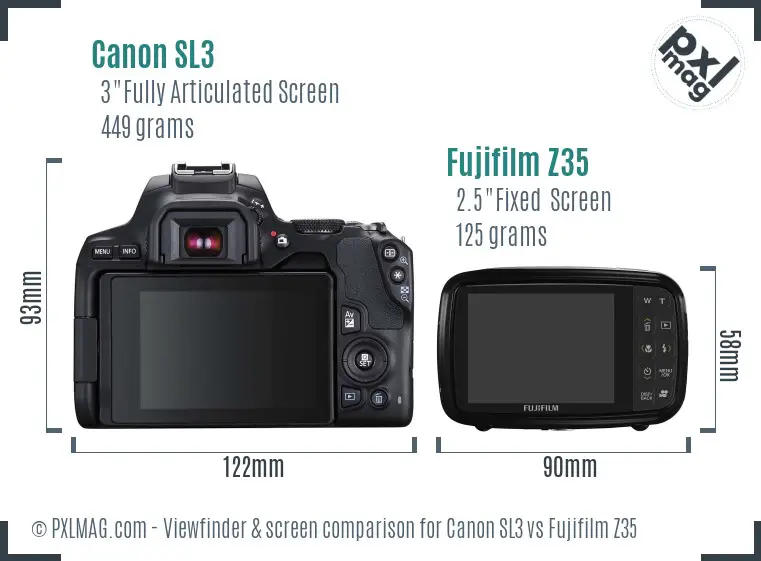 Canon SL3 vs Fujifilm Z35 Screen and Viewfinder comparison