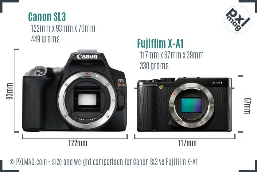 Canon SL3 vs Fujifilm X-A1 size comparison