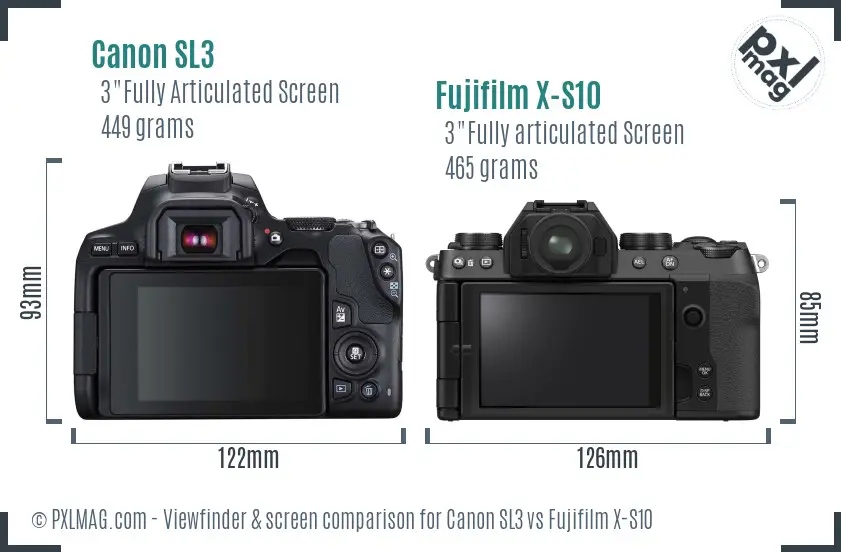 Canon SL3 vs Fujifilm X-S10 Screen and Viewfinder comparison Canon SL3 vs Fujifilm X-S10 Screen and Viewfinder comparison