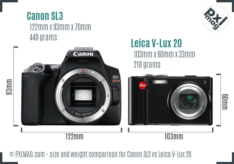 Canon SL3 vs Leica V-Lux 20 size comparison