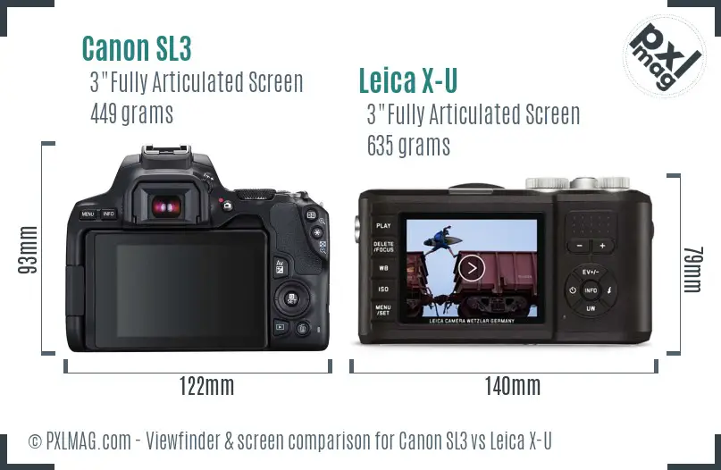 Canon SL3 vs Leica X-U Screen and Viewfinder comparison