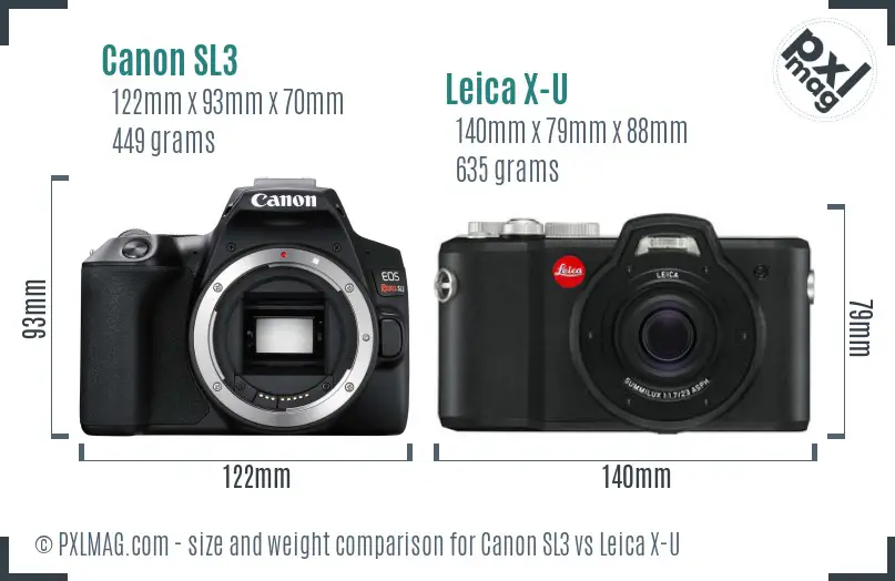 Canon SL3 vs Leica X-U size comparison