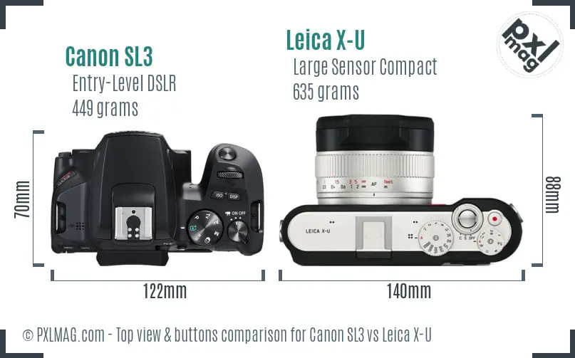 Canon SL3 vs Leica X-U top view buttons comparison