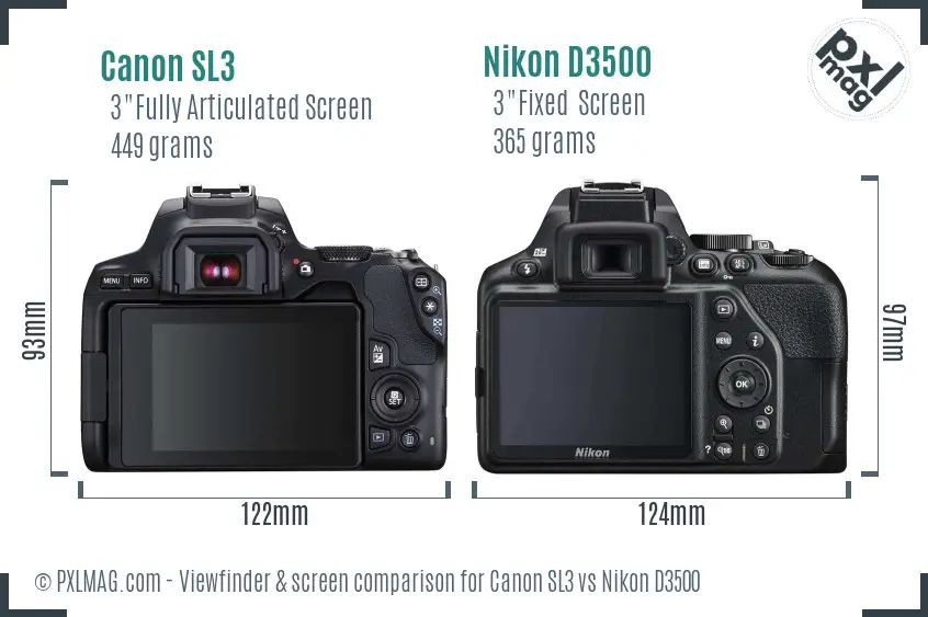 Canon SL3 vs Nikon D3500 Screen and Viewfinder comparison