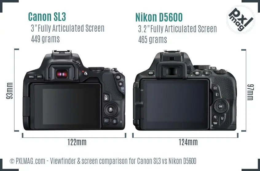 Canon SL3 vs Nikon D5600 Screen and Viewfinder comparison