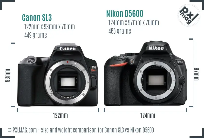 Canon SL3 vs Nikon D5600 size comparison