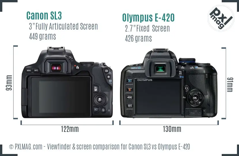 Canon SL3 vs Olympus E-420 Screen and Viewfinder comparison
