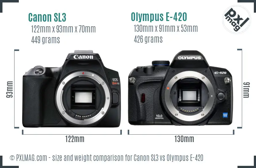 Canon SL3 vs Olympus E-420 size comparison