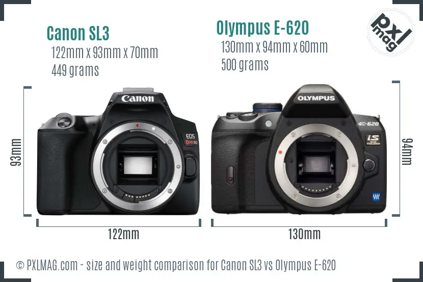 Canon SL3 vs Olympus E-620 size comparison