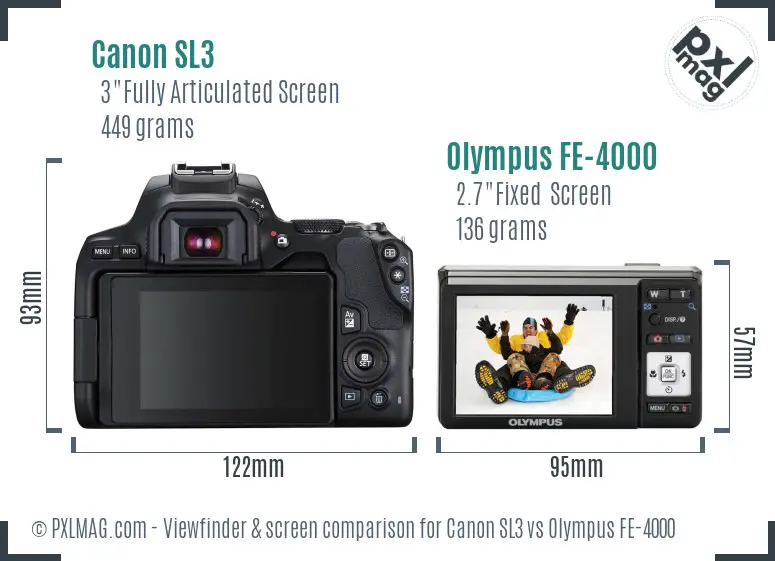 Canon SL3 vs Olympus FE-4000 Screen and Viewfinder comparison