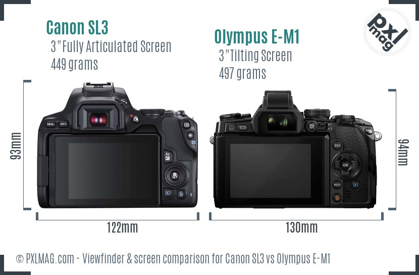 Canon SL3 vs Olympus E-M1 Screen and Viewfinder comparison