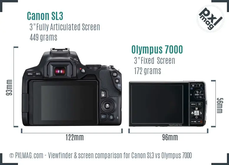 Canon SL3 vs Olympus 7000 Screen and Viewfinder comparison