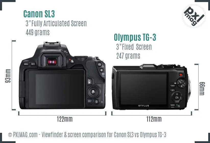 Canon SL3 vs Olympus TG-3 Screen and Viewfinder comparison
