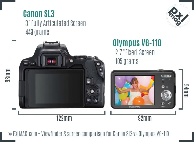 Canon SL3 vs Olympus VG-110 Screen and Viewfinder comparison