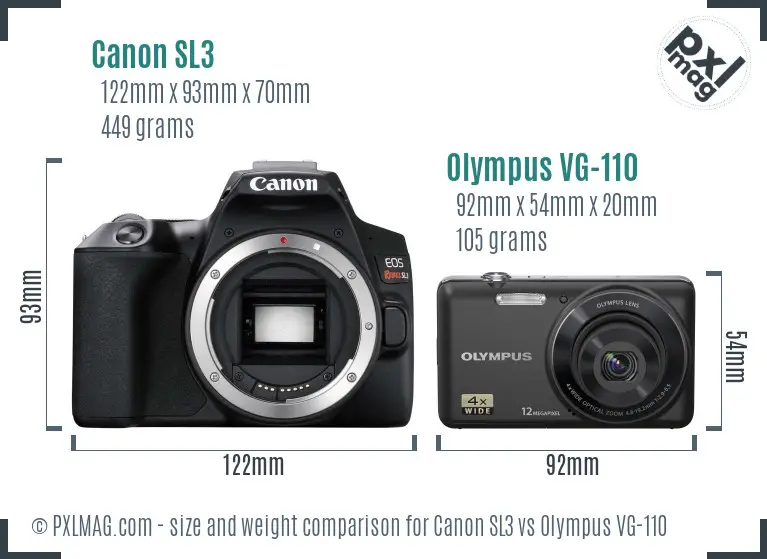 Canon SL3 vs Olympus VG-110 size comparison