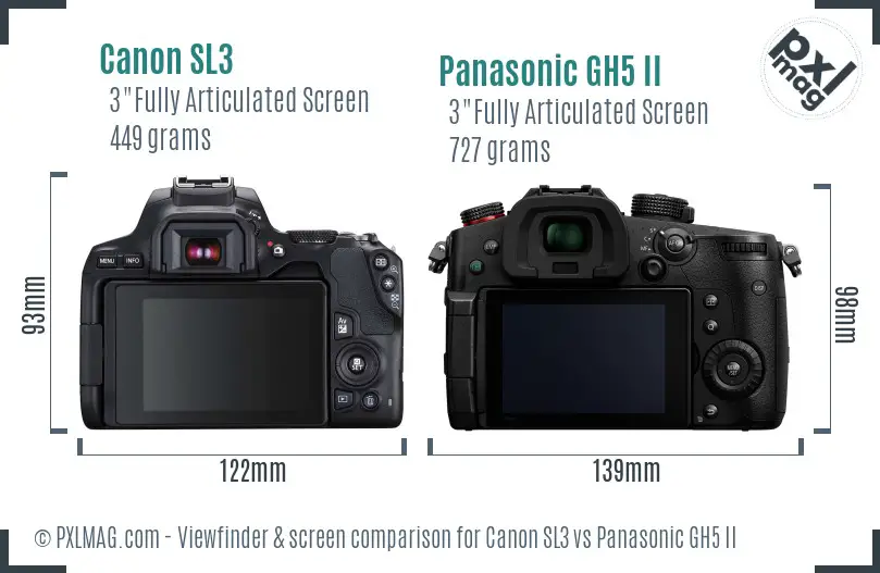 Canon SL3 vs Panasonic GH5 II Screen and Viewfinder comparison Canon SL3 vs Panasonic GH5 II Screen and Viewfinder comparison