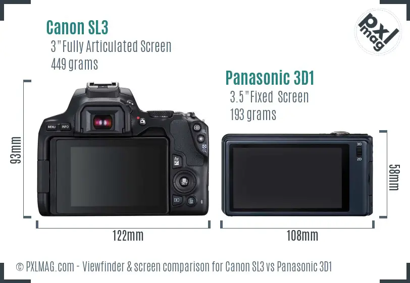 Canon SL3 vs Panasonic 3D1 Screen and Viewfinder comparison