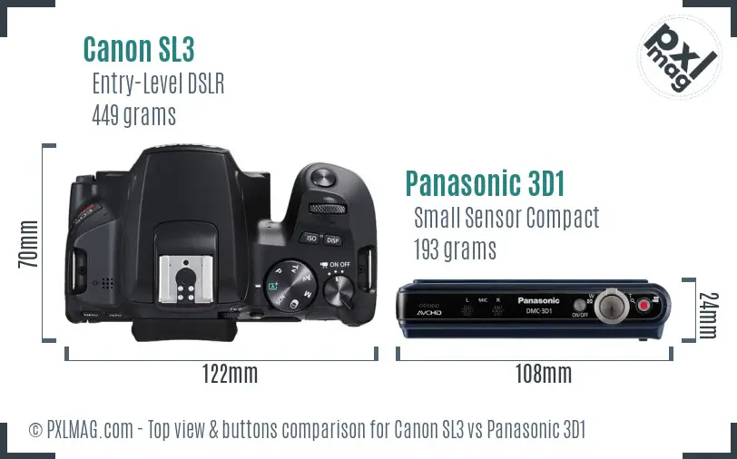 Canon SL3 vs Panasonic 3D1 top view buttons comparison