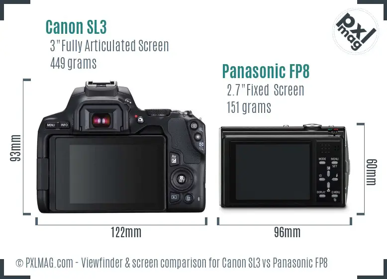 Canon SL3 vs Panasonic FP8 Screen and Viewfinder comparison