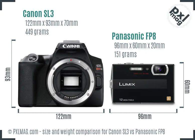 Canon SL3 vs Panasonic FP8 size comparison