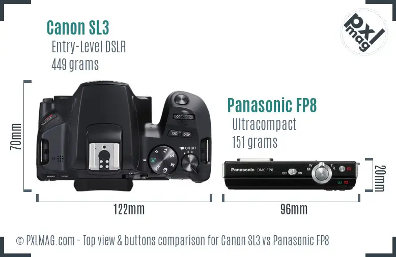 Canon SL3 vs Panasonic FP8 top view buttons comparison
