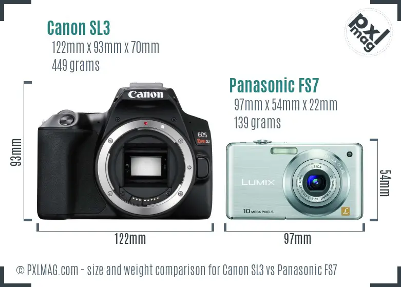 Canon SL3 vs Panasonic FS7 size comparison