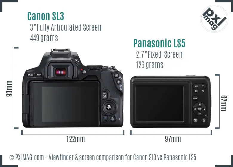 Canon SL3 vs Panasonic LS5 Screen and Viewfinder comparison