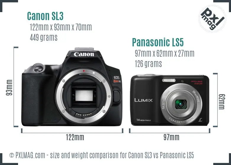 Canon SL3 vs Panasonic LS5 size comparison