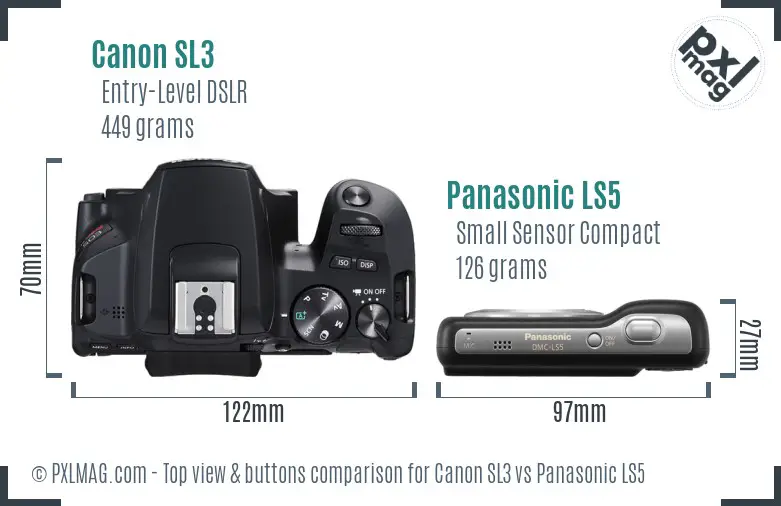 Canon SL3 vs Panasonic LS5 top view buttons comparison