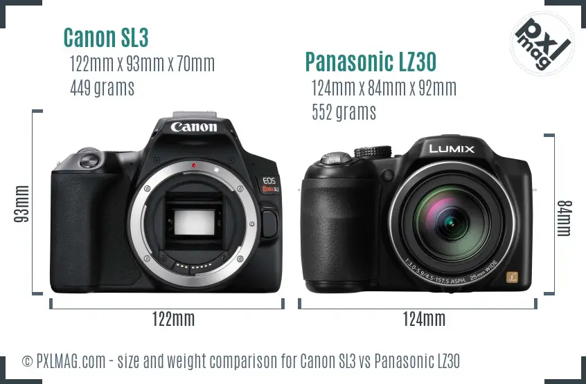 Canon SL3 vs Panasonic LZ30 size comparison