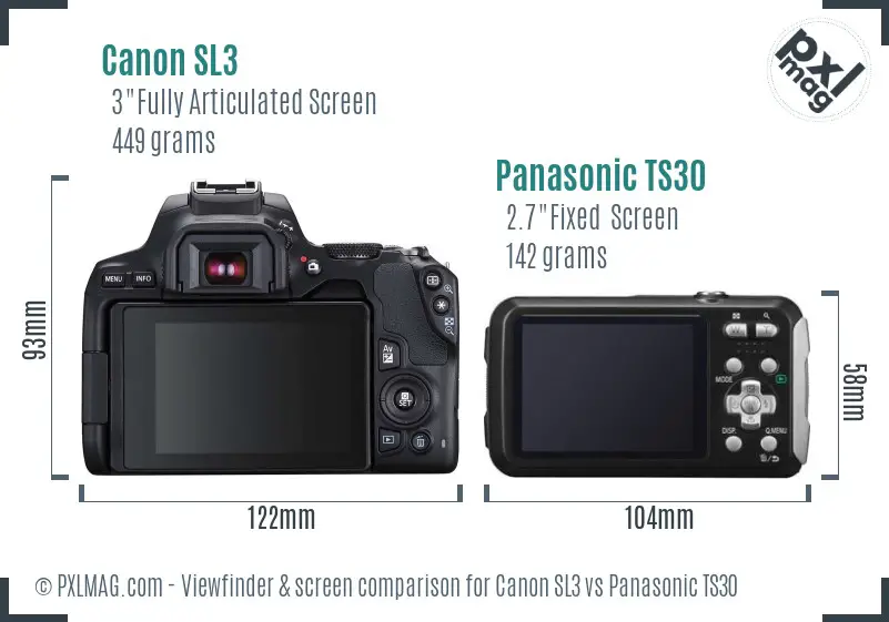 Canon SL3 vs Panasonic TS30 Screen and Viewfinder comparison