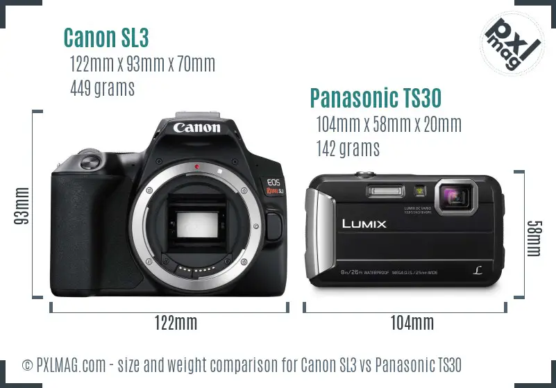 Canon SL3 vs Panasonic TS30 size comparison