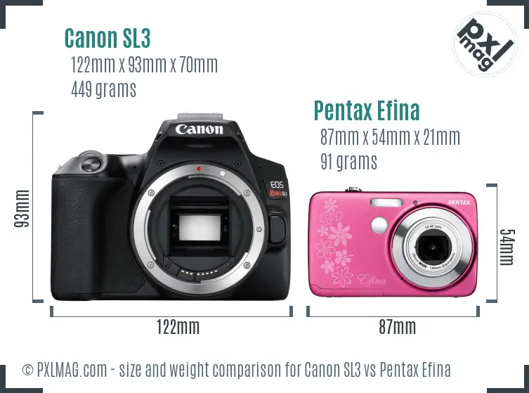 Canon SL3 vs Pentax Efina size comparison