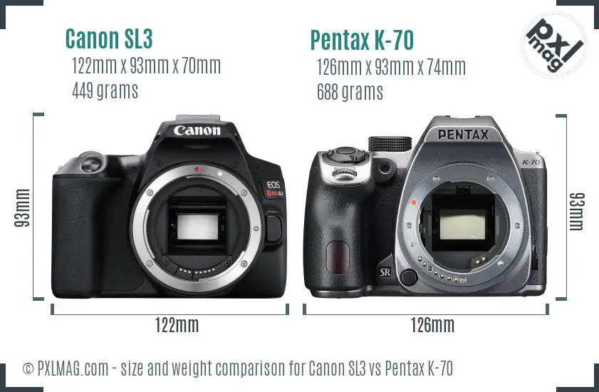 Canon SL3 vs Pentax K-70 size comparison
