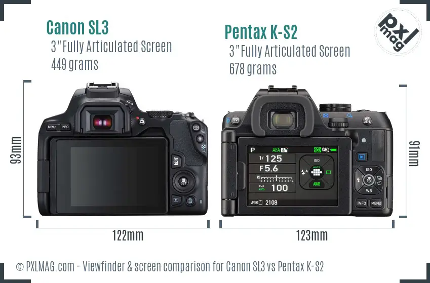 Canon SL3 vs Pentax K-S2 Screen and Viewfinder comparison