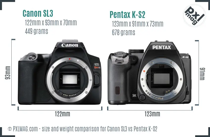 Canon SL3 vs Pentax K-S2 size comparison
