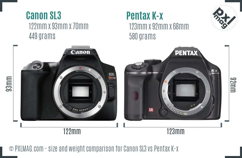 Canon SL3 vs Pentax K-x size comparison