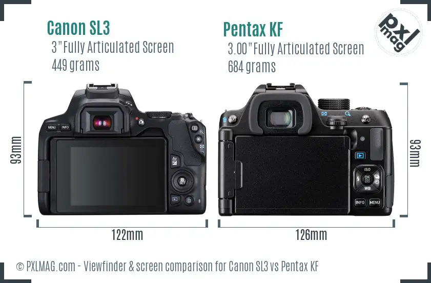 Canon SL3 vs Pentax KF Screen and Viewfinder comparison