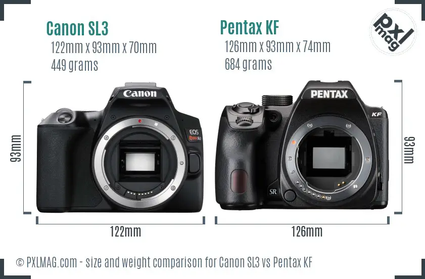 Canon SL3 vs Pentax KF size comparison