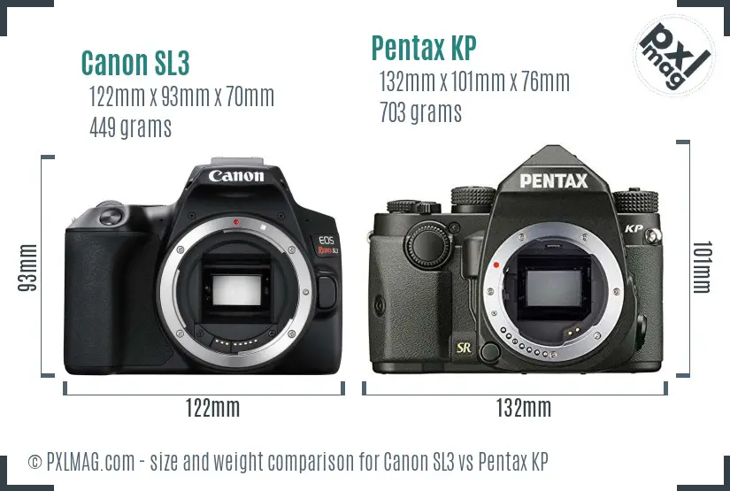 Canon SL3 vs Pentax KP size comparison