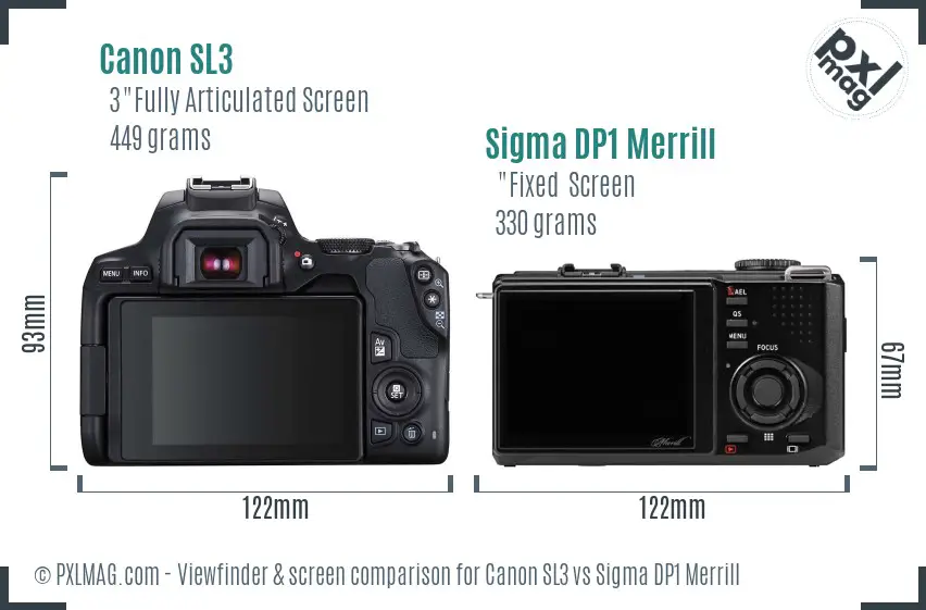 Canon SL3 vs Sigma DP1 Merrill Screen and Viewfinder comparison Canon SL3 vs Sigma DP1 Merrill Screen and Viewfinder comparison