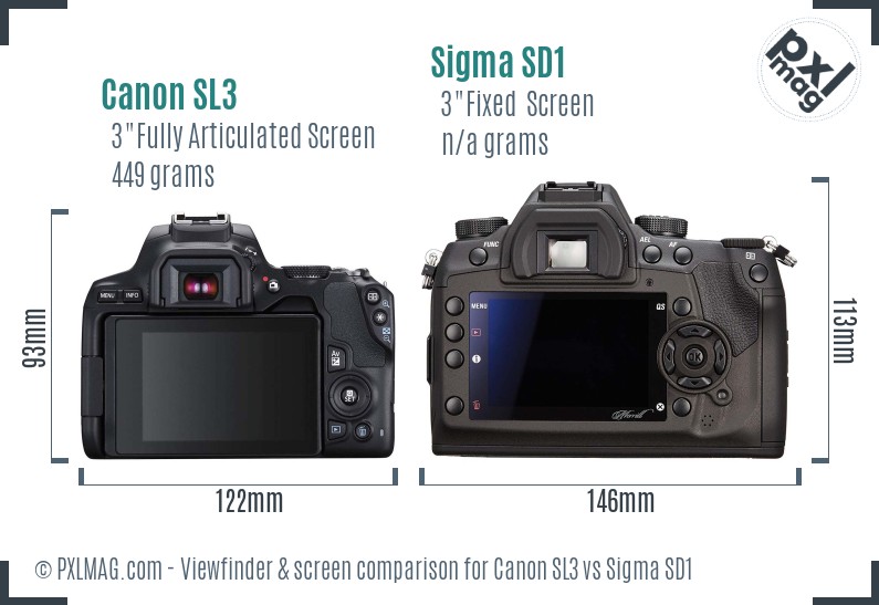 Canon SL3 vs Sigma SD1 Screen and Viewfinder comparison