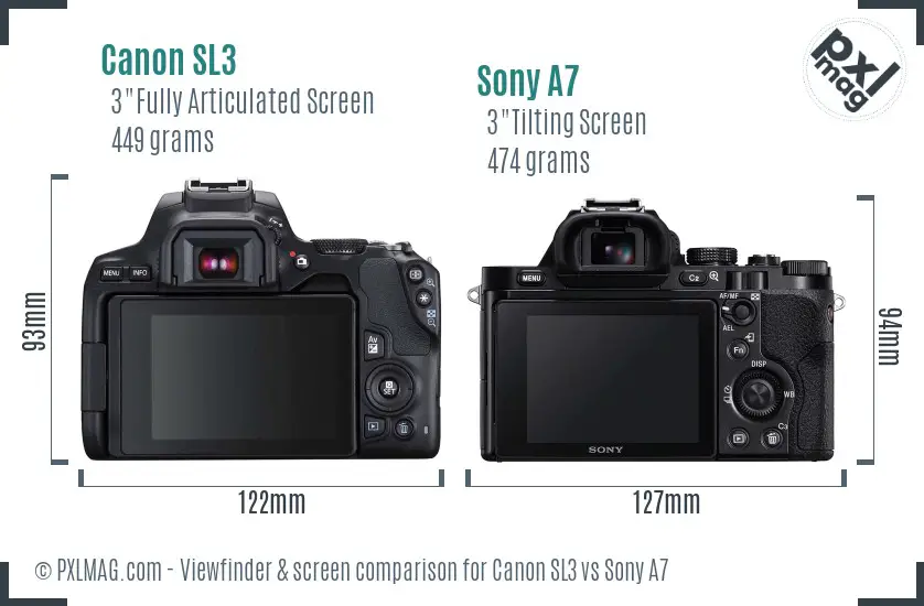 Canon SL3 vs Sony A7 Screen and Viewfinder comparison