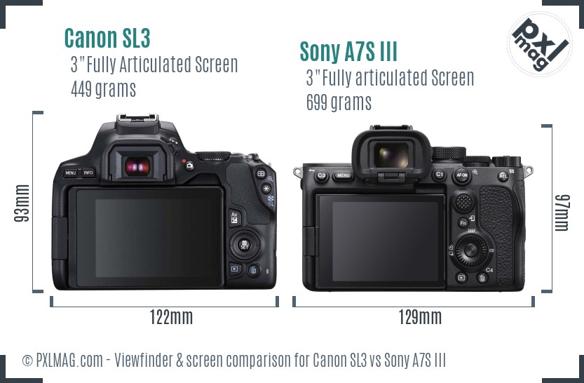 Canon SL3 vs Sony A7S III Screen and Viewfinder comparison