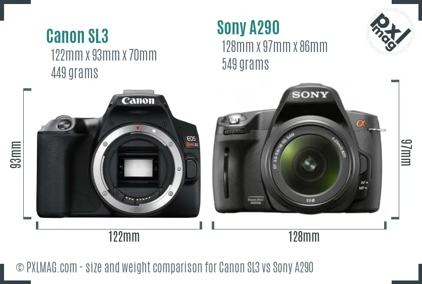 Canon SL3 vs Sony A290 size comparison