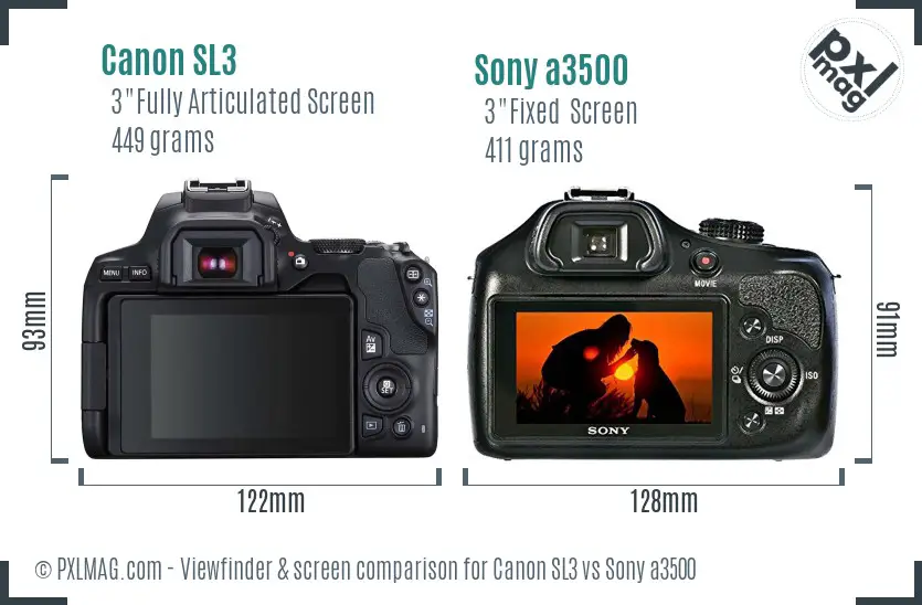 Canon SL3 vs Sony a3500 Screen and Viewfinder comparison