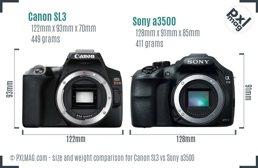 Canon SL3 vs Sony a3500 size comparison