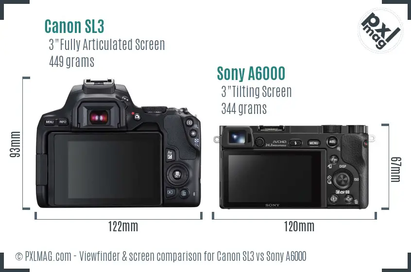 Canon SL3 vs Sony A6000 Screen and Viewfinder comparison