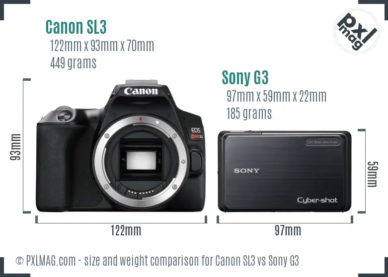 Canon SL3 vs Sony G3 size comparison