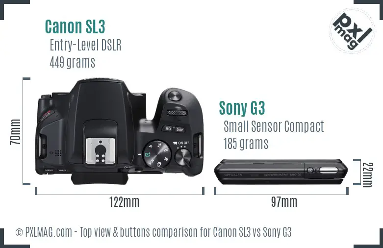 Canon SL3 vs Sony G3 top view buttons comparison